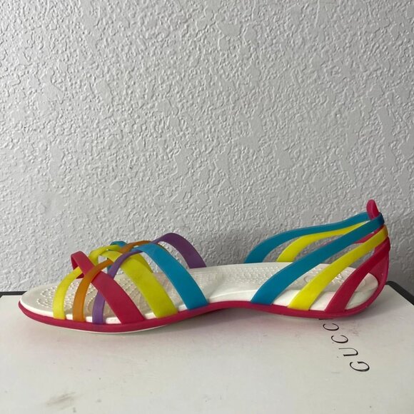Crocs Isabella Huarache Flat Sandals Rainbow Multicolor Strappy Women's 11 US - Picture 5 of 9